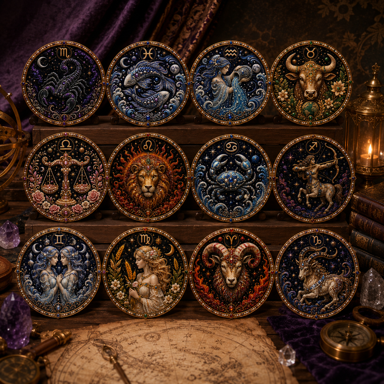 ๐ฅ LAST DAY 49% OFF โ โจ Premium 3D Pearl 12 Zodiac Signs Art Kit | Luxury Flocked Canvas with Scratch-Resistant Non-Fading Pearl Beads DIY Handmade Astrology Decor โ๐๐