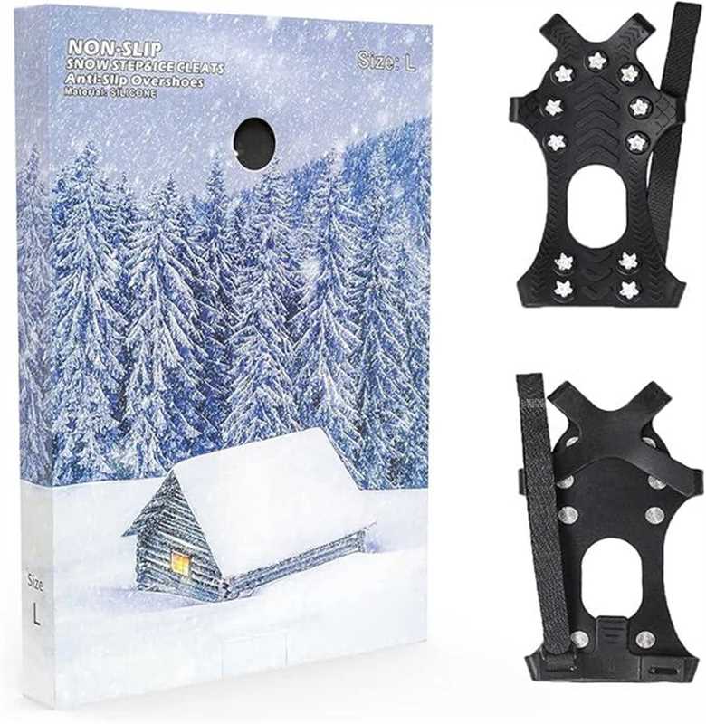 Crampons, Ice Cleats for Shoes and Boots, Silicone Stainless Steel Grippers Shoe Spikes Grips Traction