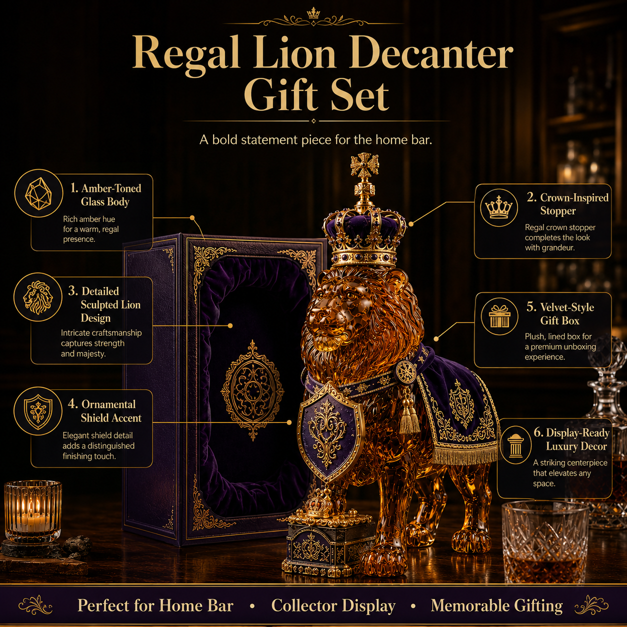 👑Crown 87th Anniversary Royal Lion Whiskey Bottle