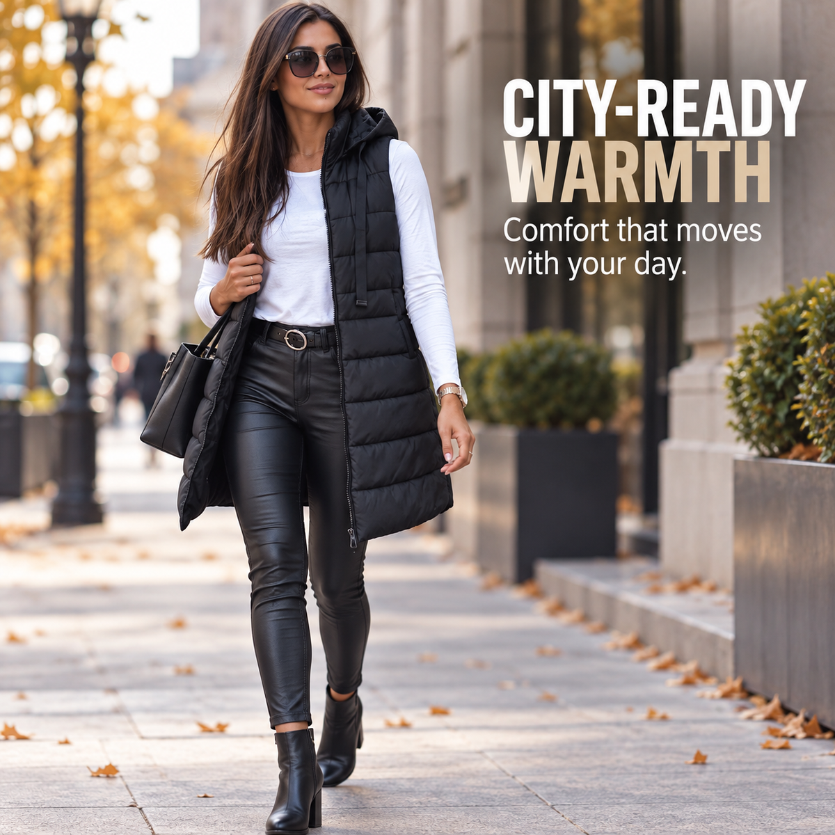 Women's Long Hooded Puffer Vest