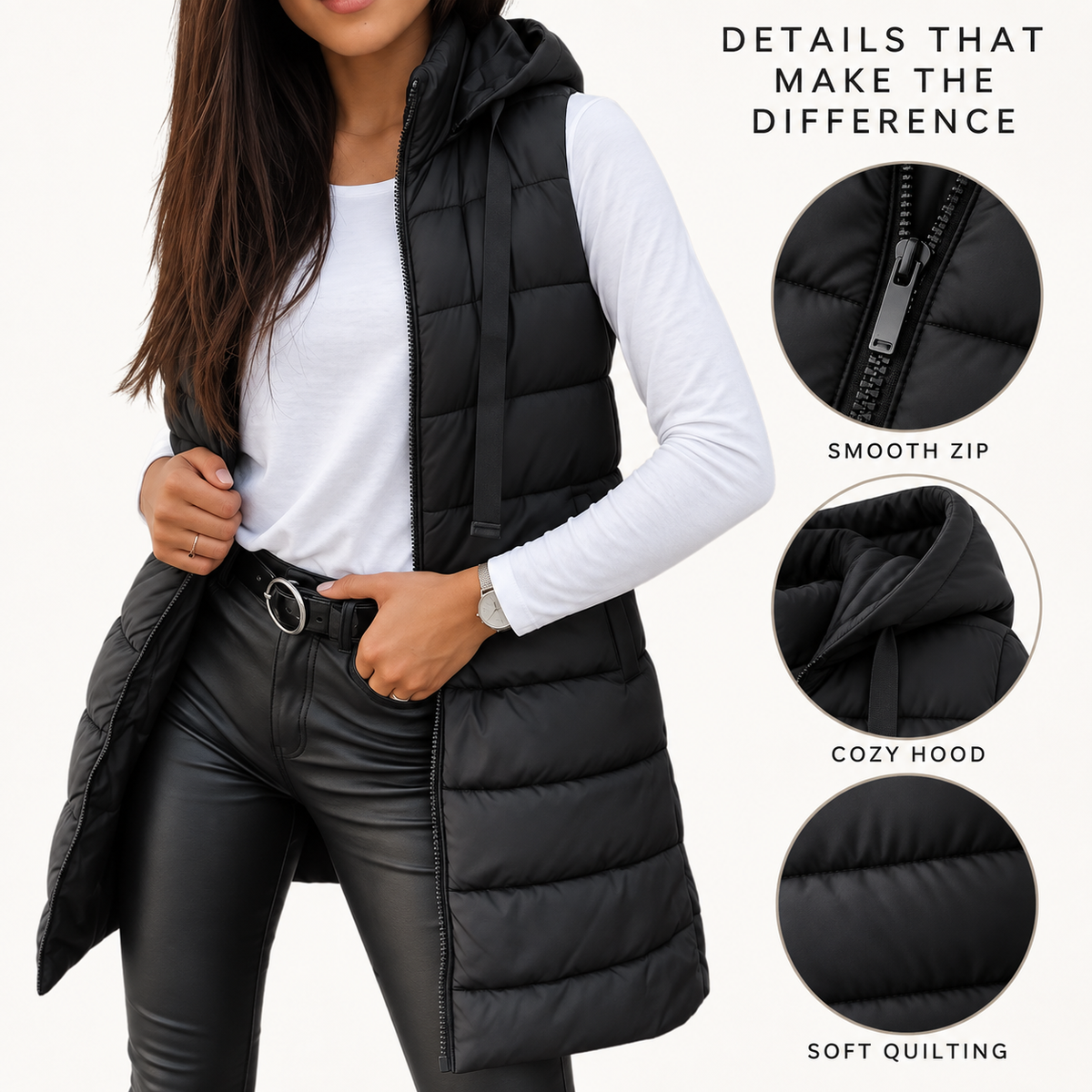 Women's Long Hooded Puffer Vest