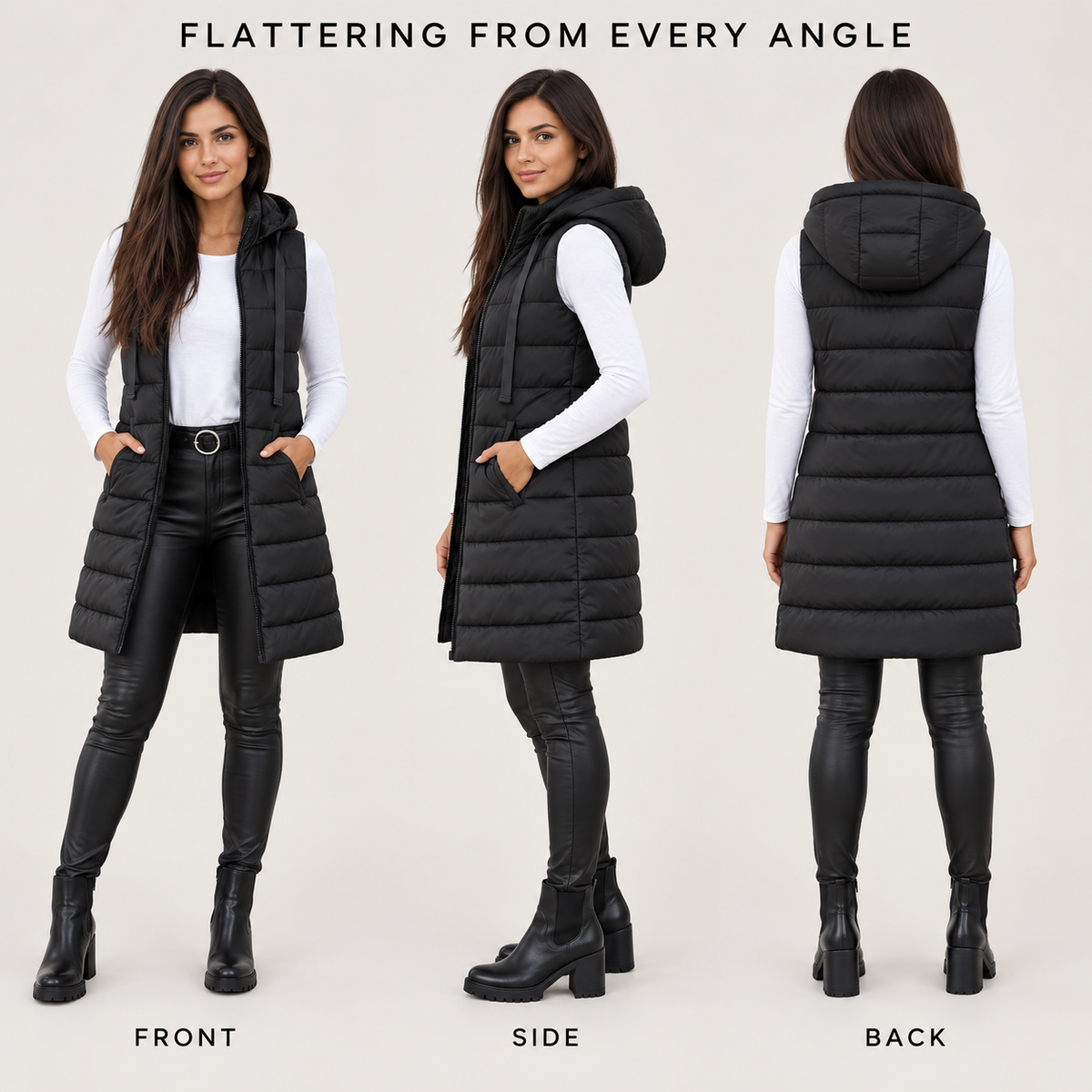 Women's Long Hooded Puffer Vest