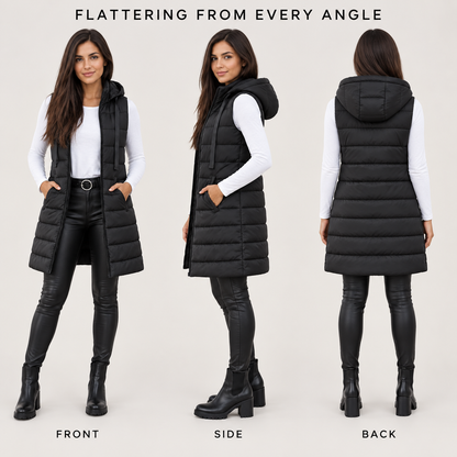 Women's Long Hooded Puffer Vest