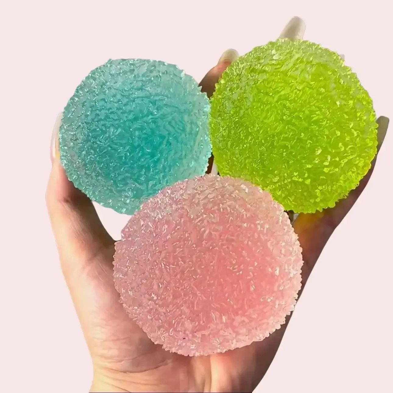 🔥✨Handcrafted Crystal Mochi Ball Squishy Toy – Soft TPR Stress Relief Fidget 💖