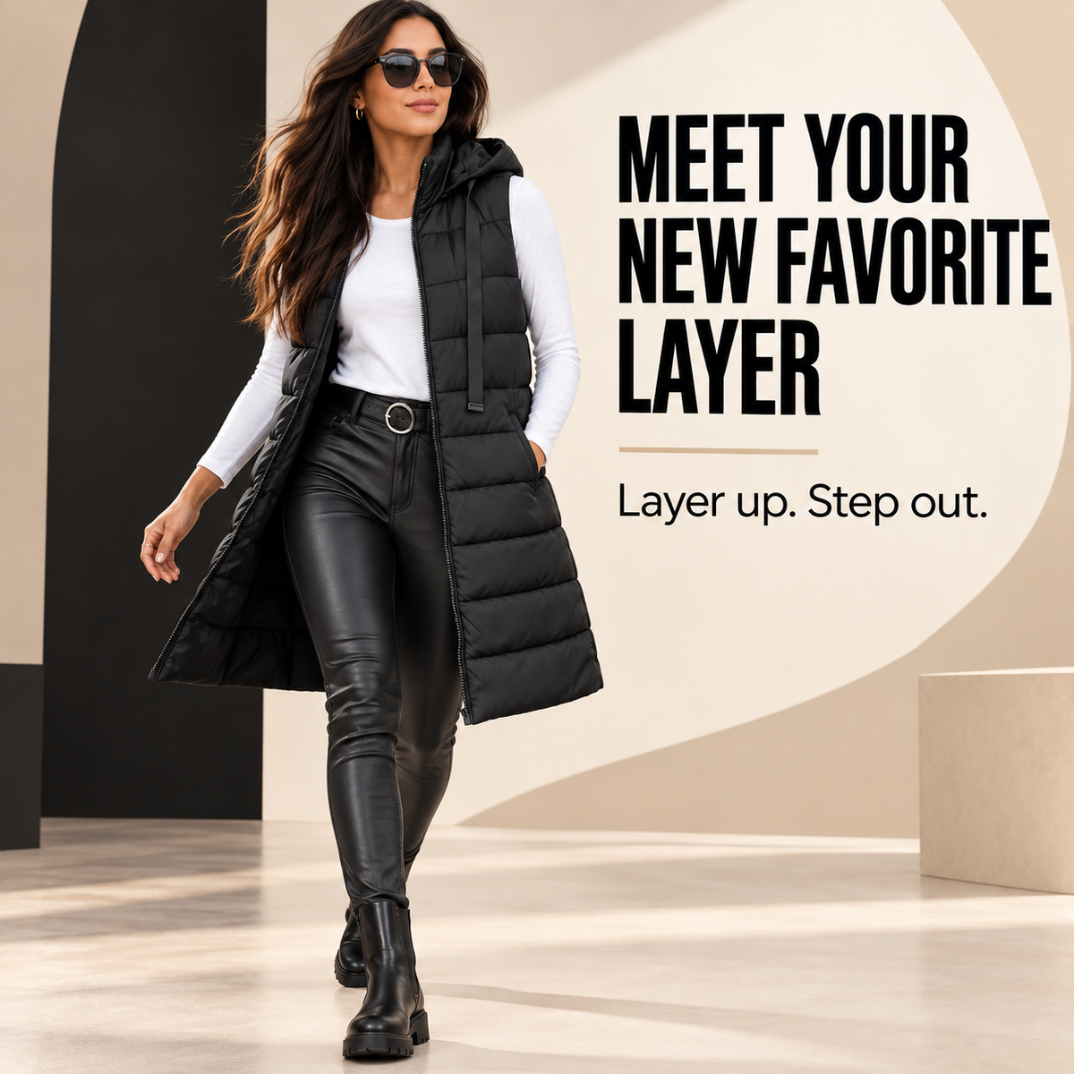 Women's Long Hooded Puffer Vest
