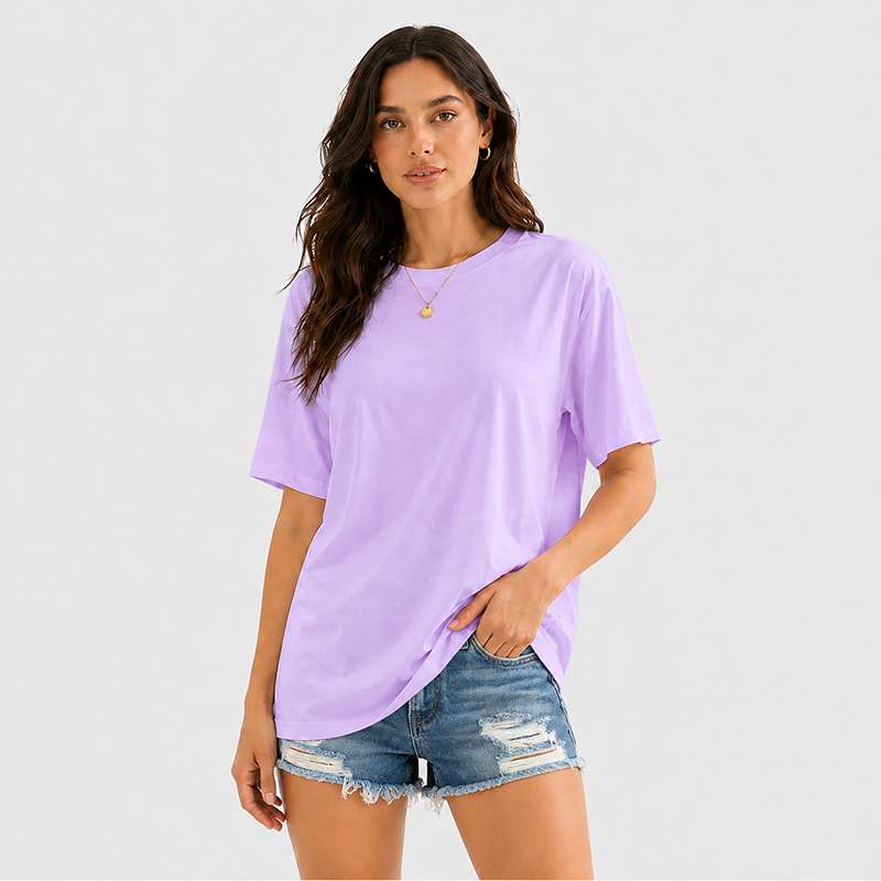 Women's Short Sleeve T Shirt Solid Color Round Neck Casual Tee