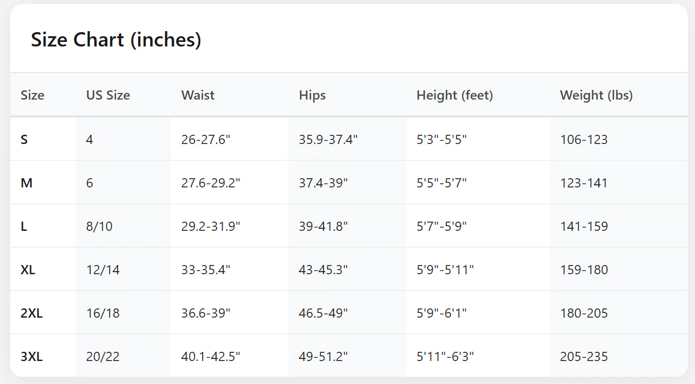 Size Chart