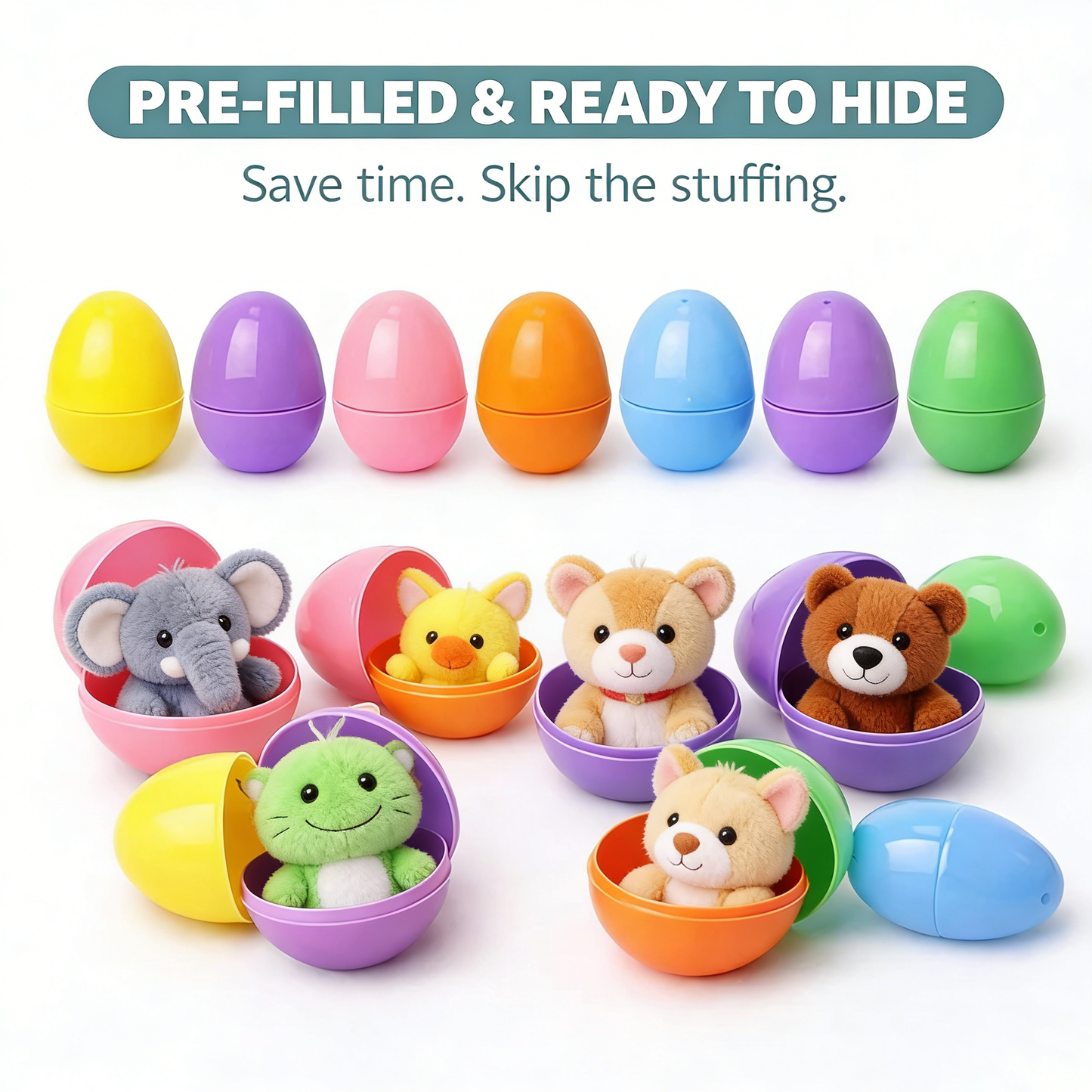 🔥Plush Animals Pre-Filled Easter Eggs （1 Set 12 Pcs ）