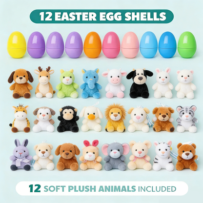 🔥Plush Animals Pre-Filled Easter Eggs （1 Set 12 Pcs ）