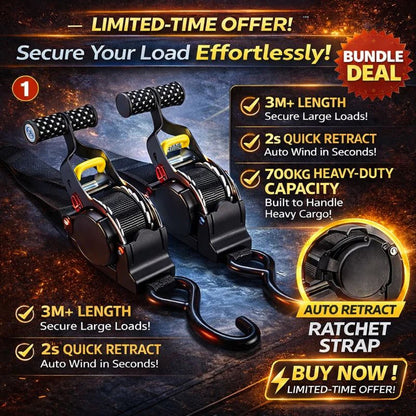 Trysoviren Auto-Retract Tie-Down Ratchet Straps