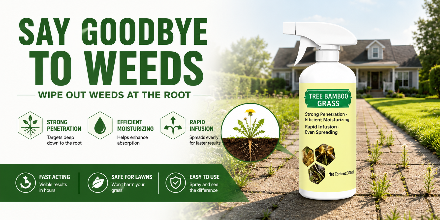 Fast Acting Natural Weed and Grass Killer Spray