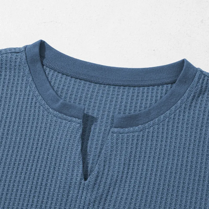 Women's Casual V Neck Waffle Knit Tops Short Sleeve T Shirts