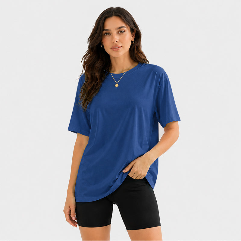 Women's Short Sleeve T Shirt Solid Color Round Neck Casual Tee