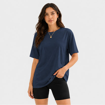 Women's Short Sleeve T Shirt Solid Color Round Neck Casual Tee