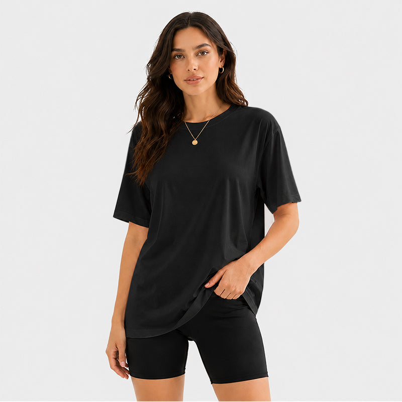Women's Short Sleeve T Shirt Solid Color Round Neck Casual Tee