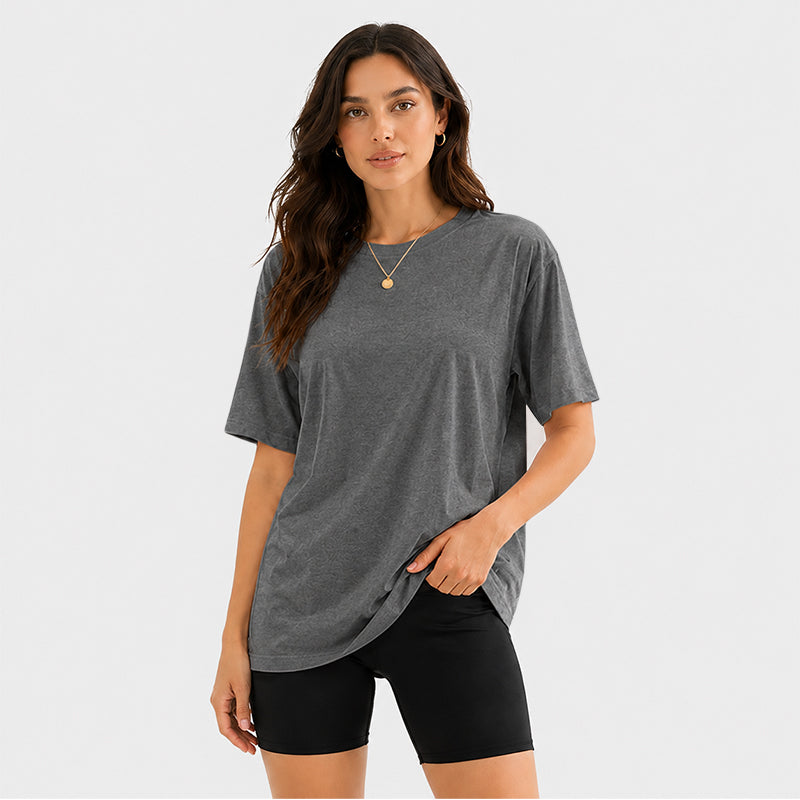 Women's Short Sleeve T Shirt Solid Color Round Neck Casual Tee