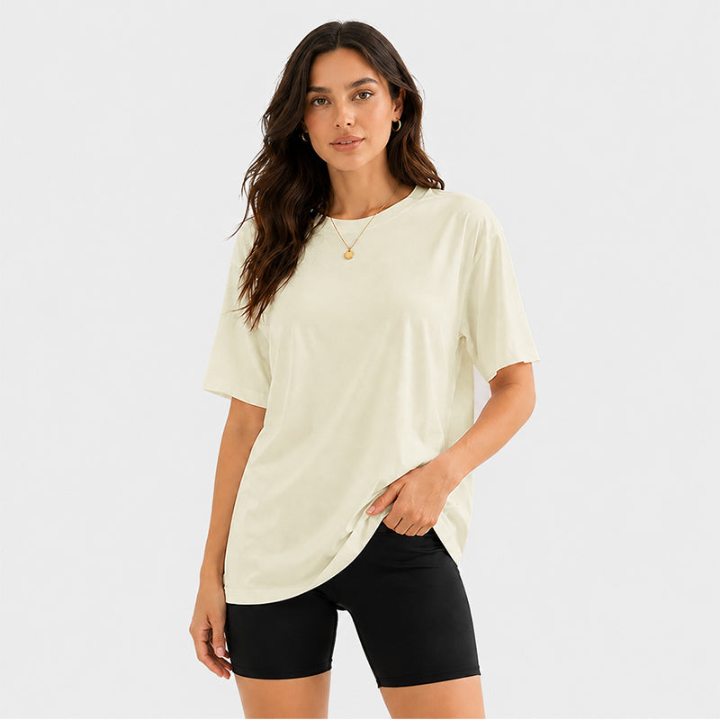 Women's Short Sleeve T Shirt Solid Color Round Neck Casual Tee