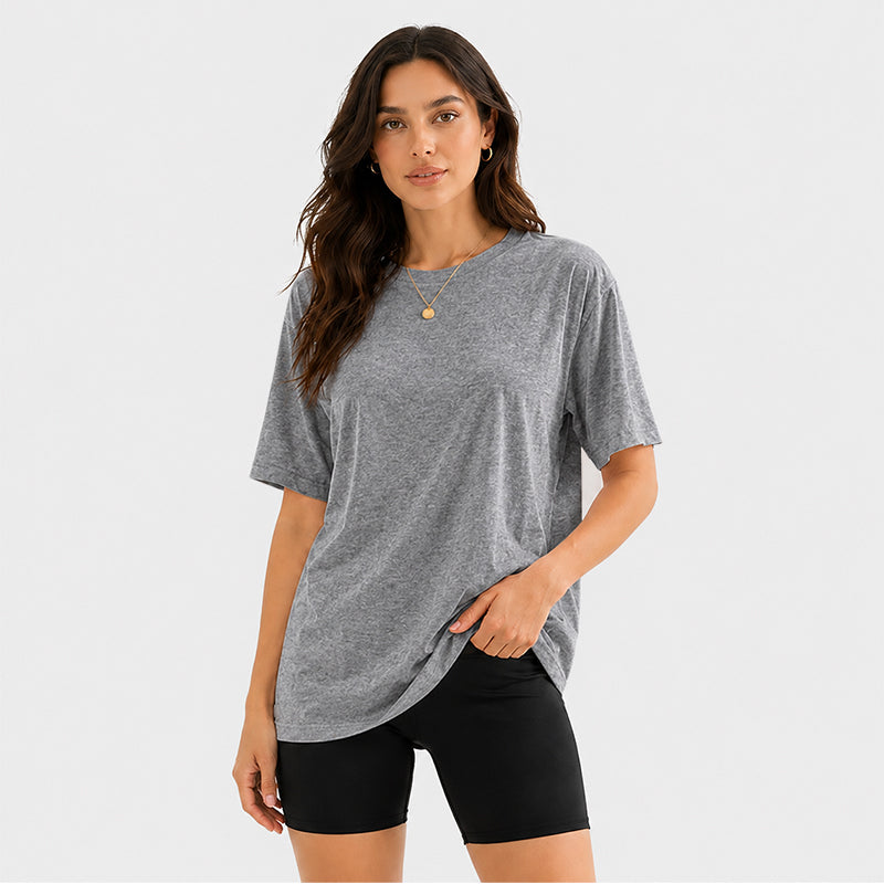Women's Short Sleeve T Shirt Solid Color Round Neck Casual Tee
