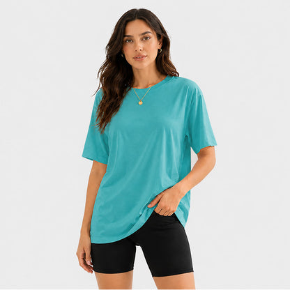Women's Short Sleeve T Shirt Solid Color Round Neck Casual Tee