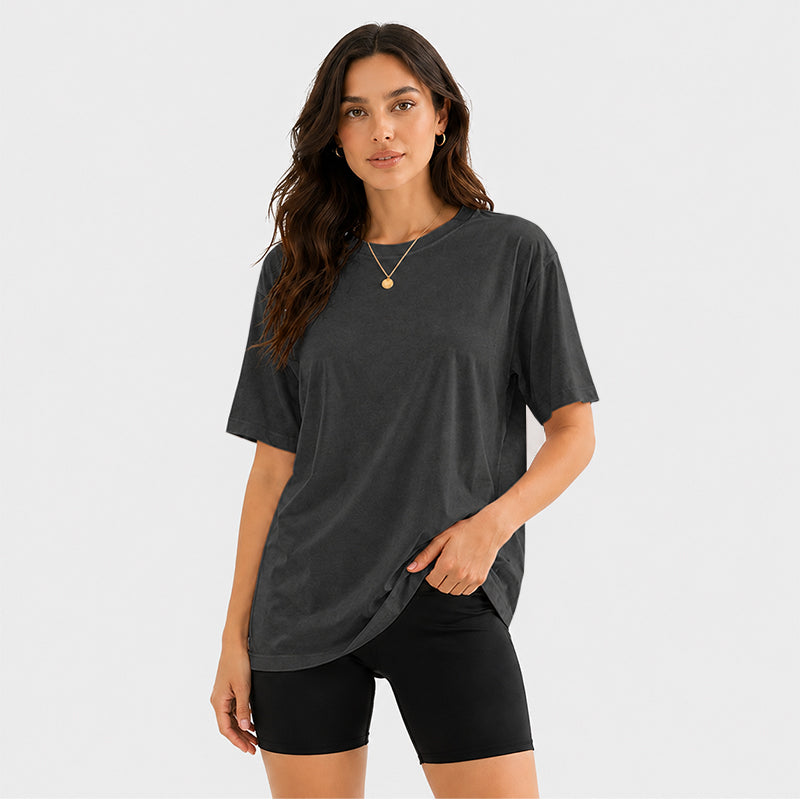Women's Short Sleeve T Shirt Solid Color Round Neck Casual Tee