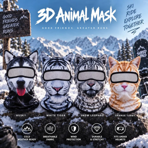 🔥🐱3D Cat Ski Balaclava Face Mask with Ears Animal Mask