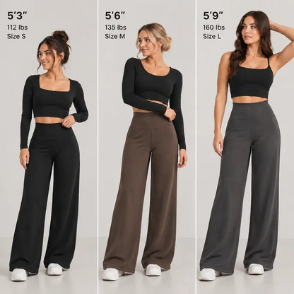 Women's High-Waisted Butt-Lifting Fleece-Lined Wide-Leg Pants