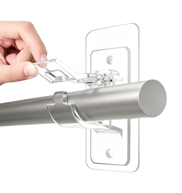 No-Drill Curtain Rod Brackets, Self-Adhesive Multifunctional Acrylic Gel Rod Holder Hooks 🏠