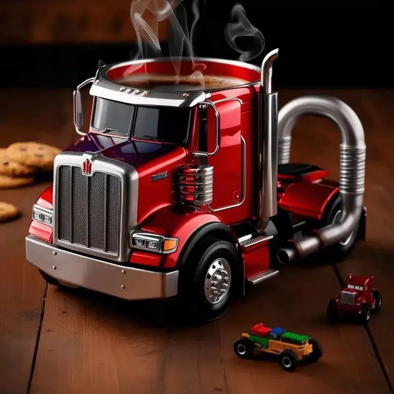 Durable Semi-Truck Shaped Coffee Mug – Handcrafted Resin Mug for Family & Friends