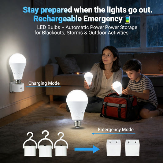 🎁🔥3-Pack Rechargeable Emergency Light Bulbs 💡