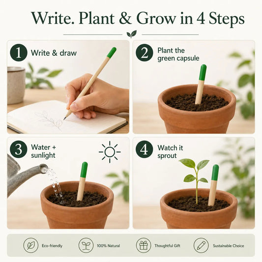 🌱Plantable Seed Pencil | Eco-Friendly HB Graphite Pencil with Biodegradable Seed Capsule That Grows Into Green Life ✏️