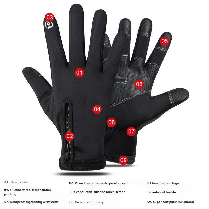 Tryiho -Outdoor Winter Gloves Touchscreen Windproof Full-Finger Gloves