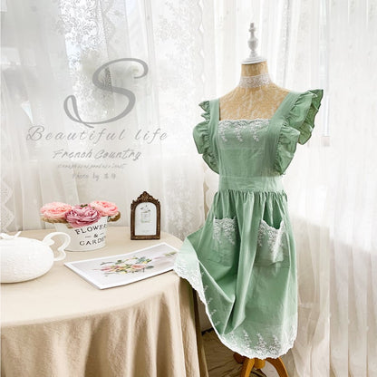 The Provencal: Lace-Trimmed Artisanal Apron