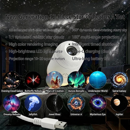 💡🌃2-in-1 Galaxy Star Projector USB Night Light for Indoor Decor