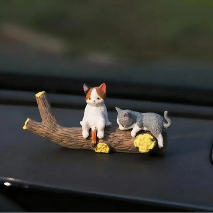 ⏰🔥 Hand-Painted Mini Cat Desk Figurines 😺 Set of 5 Cute Cartoon Kitty Companions
