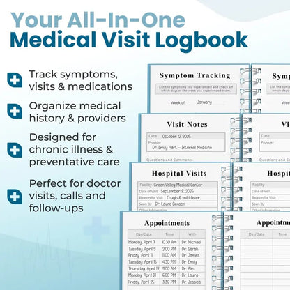 🔥 🩺❤️Doctor-Approved Medical Visit Logbook: Your Essential Medical Planner (📘Vegan Leather)