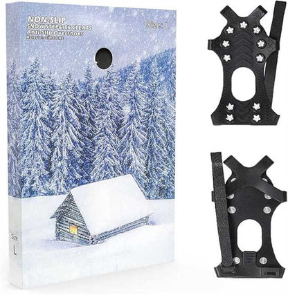 Crampons, Ice Cleats for Shoes and Boots, Silicone Stainless Steel Grippers Shoe Spikes Grips Traction