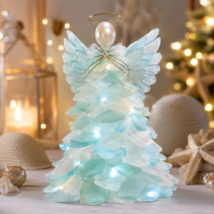 🔥Last Day 49% OFF – 🎅 Beginner-Friendly DIY Lighted Sea Glass Santa Christmas Decor Kit | Complete Kit with Sea Glass Pieces, Warm Fairy Lights & Step-by-Step Guide Included 💕