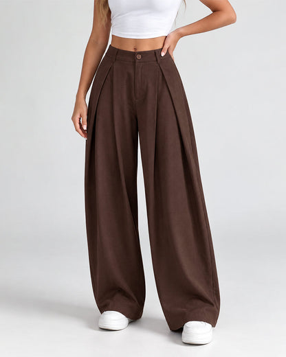 Women's Vintage Wide Leg Pants Elastic Waist Loose