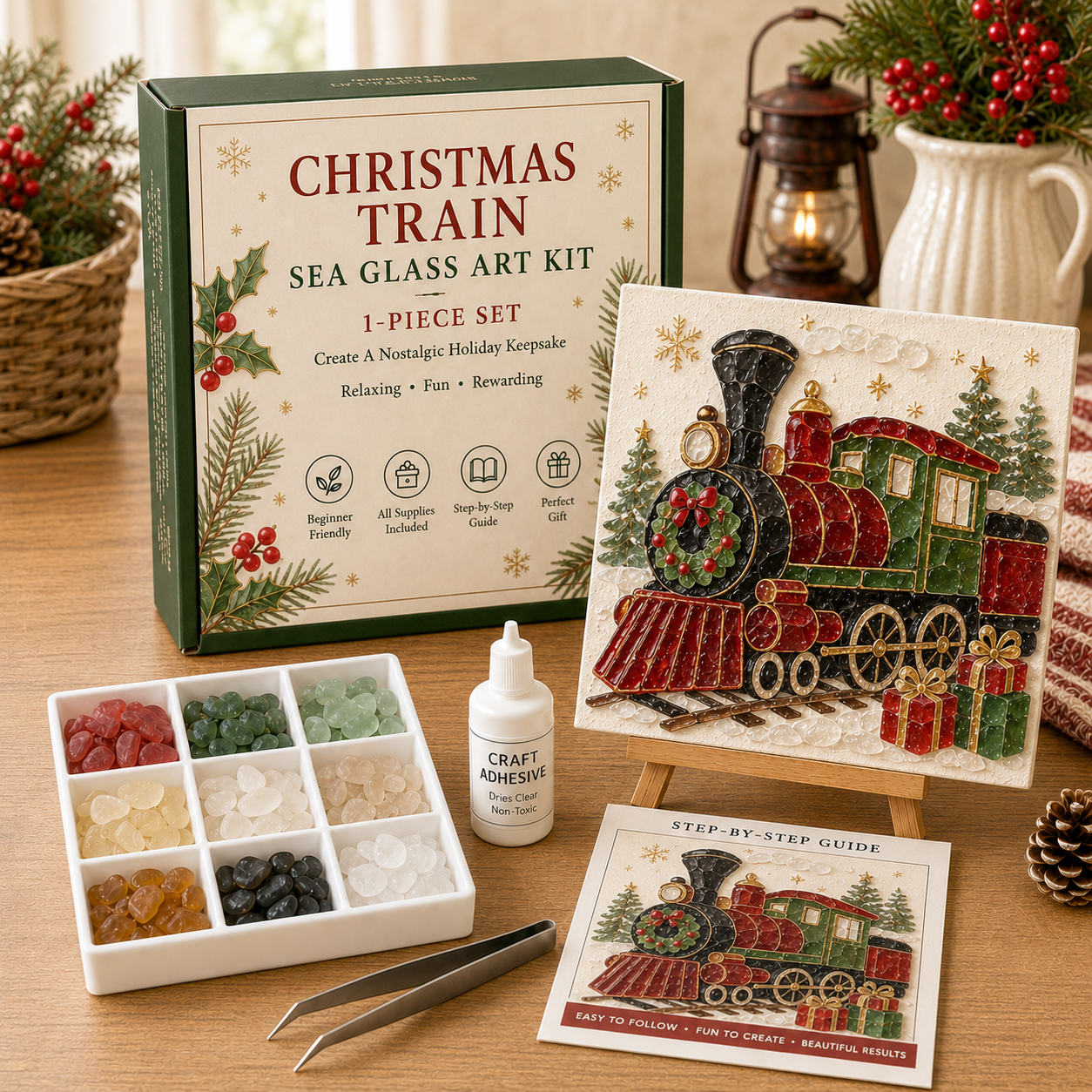 🎄 Christmas Sea Glass Art Kit