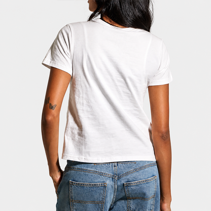 Womens Cotton Tee Boxy Crew Neck with Built in Bra
