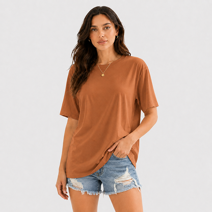 Women's Short Sleeve T Shirt Solid Color Round Neck Casual Tee