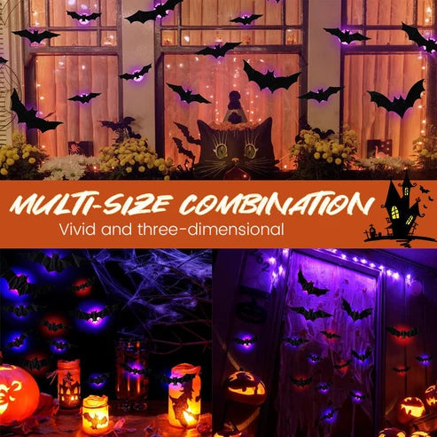 🦇 Halloween Decoration: 3D LED Bat-Shaped Wall Light
