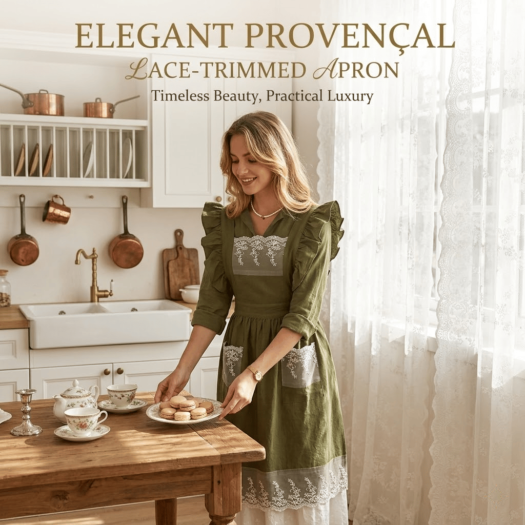 The Provencal: Lace-Trimmed Artisanal Apron