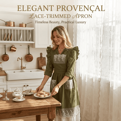 The Provencal: Lace-Trimmed Artisanal Apron