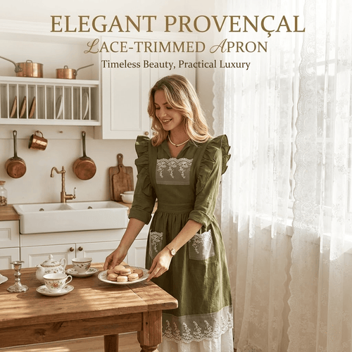 The Provencal: Lace-Trimmed Artisanal Apron