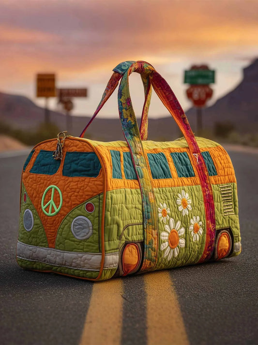 Hippie Sunflower Quilted Duffle Bag