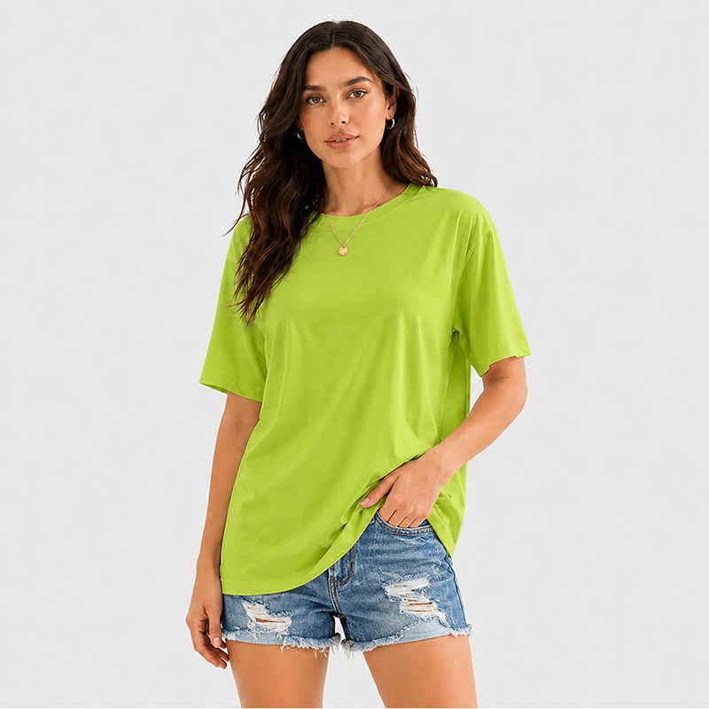 Women's Short Sleeve T Shirt Solid Color Round Neck Casual Tee