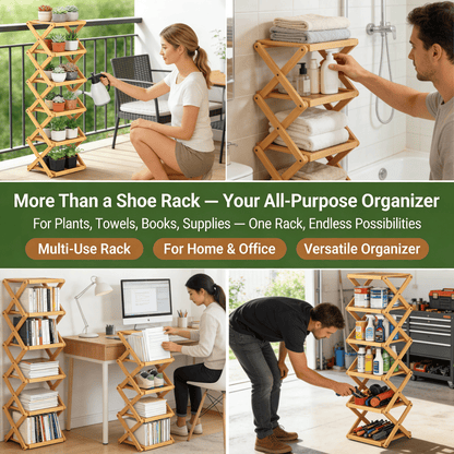 The 9-Tier No-Assembly Bamboo Rack !🌿👟