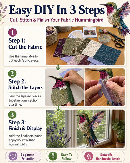 🧵 Beginner Friendly ✨ 3D Patchwork Bird DIY Craft Kit – Create a Layered Fabric Bird Worth Displaying