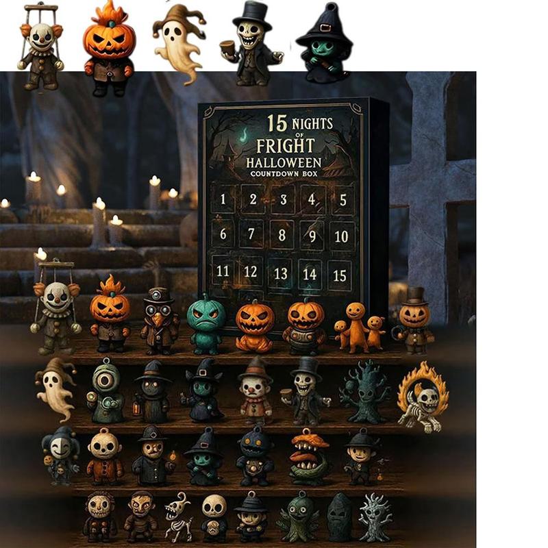 2026 Halloween Countdown Advent Calendar Gift Box - 31 Nights of Fright Blindbags Surprise Set, Scary Doll Collectible Minifigures